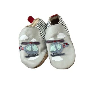 Robeez Gray and Red Baby Shoes with Helicopter Design 6-12 months